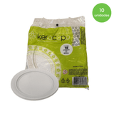Prato Raso 21cm Branco Para Refeição Kerocopo Com 10 Unidades