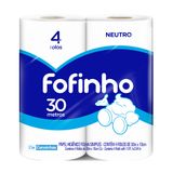 Papel Higiênico Folha Simples Fofinho Pacote Com 4 Rolos De 30 Metros