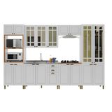 Cozinha Modulada Estilo Americana Com Vidro Reflecta Firenze Branco Indekes Branco