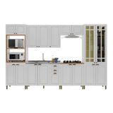 Cozinha Modulada 18 Portas 2 Gavetas Com Vidro Reflecta Firenze Branco Indekes Branco