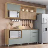 Cozinha Modulada 5 Peças E 5 Gavetas 100% Mdf Marquesa Nature/verde Nesher Nature/verde