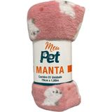 Manta Pet Microfibra 100% Poliéster 70x100cm Cachorrinho Rosa