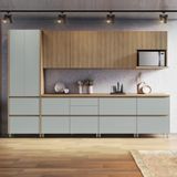 Cozinha Completa Rainha 10 Portas 8 Gavetas Ripado 100% Mdf Nature/verde Nesher Nature/verde