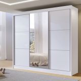 Guarda-roupa Casal 3 Portas De Correr Com Espelho 100 % Mdf Cristal Branco