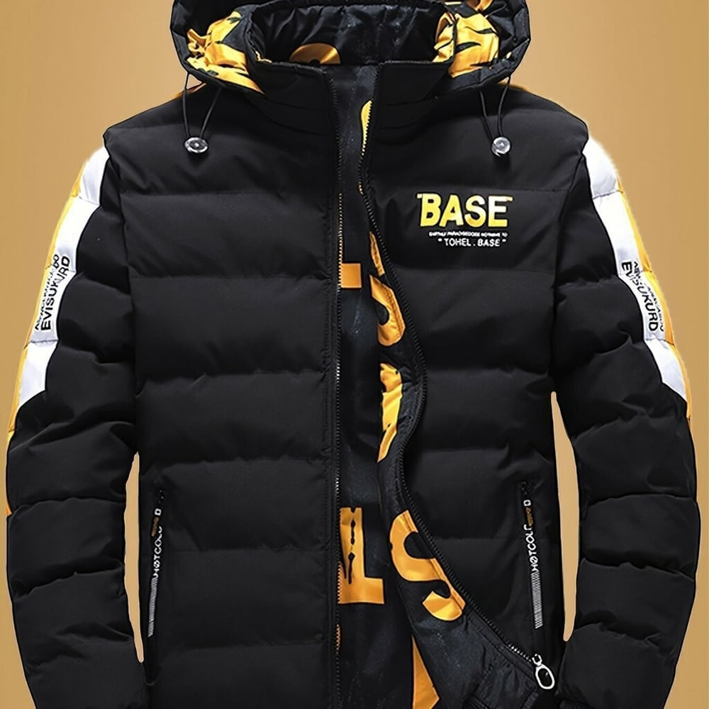 Jaqueta Parka Masculina Dupla Face Com Capuz Preto M