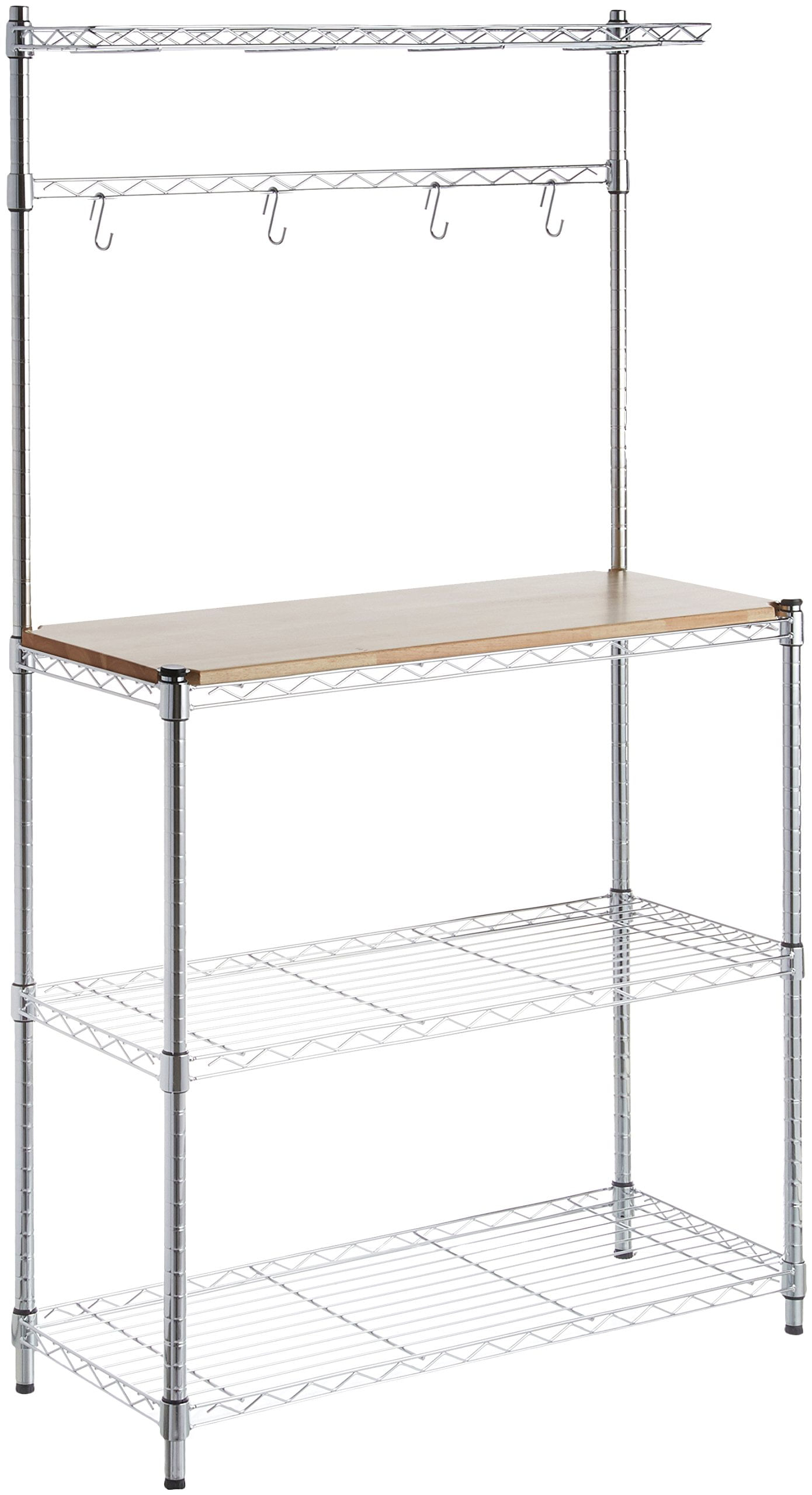 Bakers Rack Amazon Basics, Cozinha De 3 Camadas, Madeira/cromada