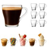 Jogo 06 Canecas De Vidro Transparente 265ml Café Chá Leite