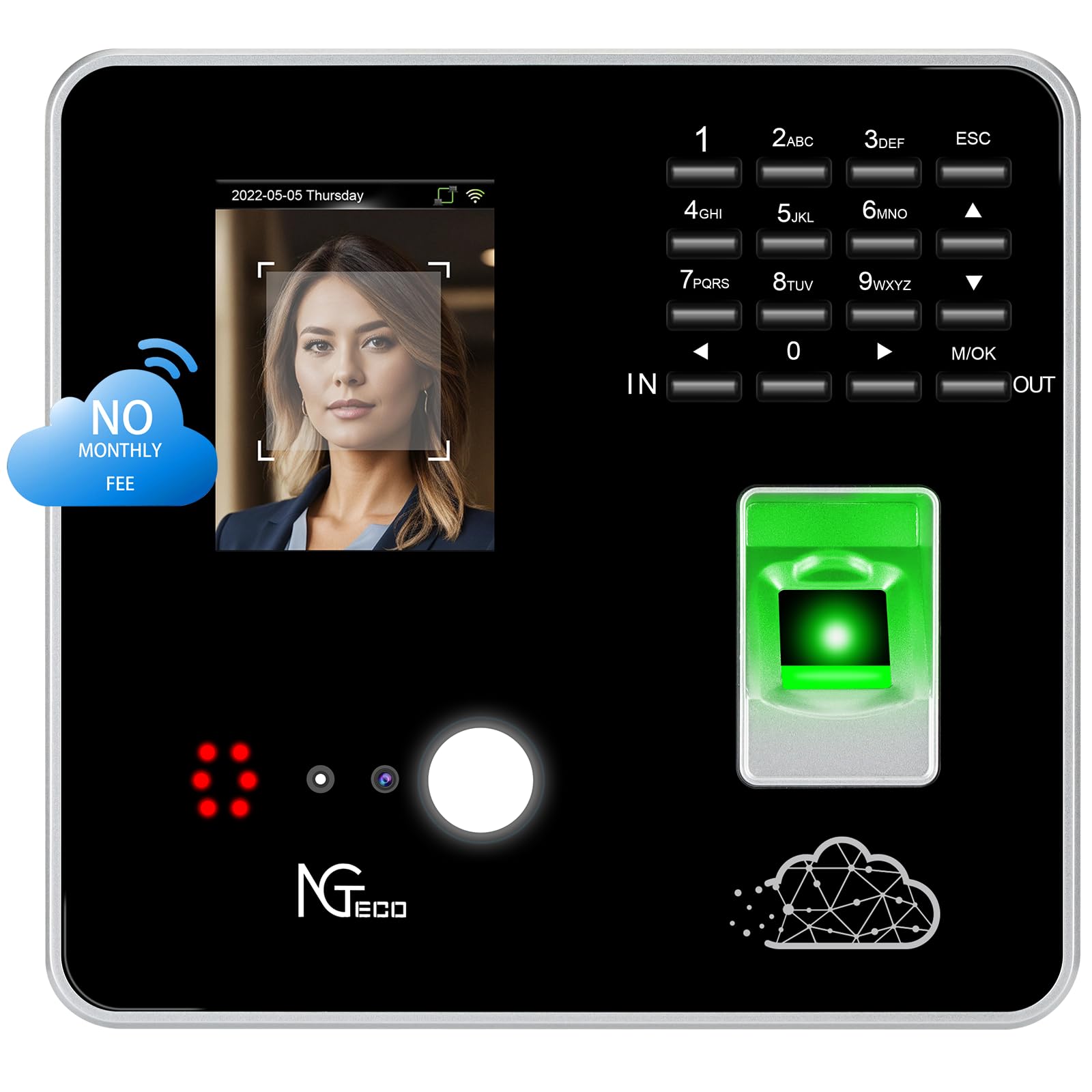 Relógio De Ponto Ngteco Cloud Wifi 2,4 Ghz Com Software E 5 Cartões Rfid