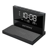 Carregador Indução Preto + Despertador + Relógio Com Led