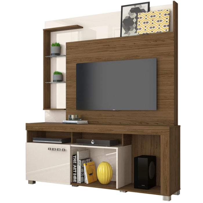 Estante Home Tv 50 Pol 1 Porta 160 Cm Icaro Naturale Off White Madetec