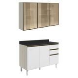 Armario Aereo Vidro Balcao Tampo Mdf Kali Bianco Toq Branco Uv Nicioli