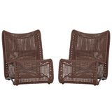 2 Cadeiras Poltronas Texas Corda Náutica Varanda Jardim Marrom