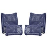 2 Cadeiras Poltronas Texas Corda Náutica Varanda Jardim Azul