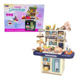Kit Cozinha Infantil Completa Com Água Luz Som 34 Peças-azul