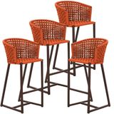 4 Banquetas Bali Em Alumínio E Corda Náutica Trama Original Terra Cota