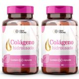 Colágeno Hidrolisado Em Cápsulas 500mg 60 Cápsulas - 2 Potes Pele Firme E Saudável Com Praticidade!