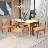 Conjunto Sala De Jantar Madeira Maciça 6 Cadeiras Kappesberg Off White Boucle Bege