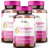 Colágeno Hidrolisado Em Cápsulas 500mg 60 Cápsulas - 3 Potes Pele Firme E Saudável Com Praticidade!