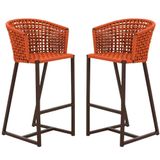 2 Banqueta Bali Em Alumínio E Corda Náutica Trama Original Terra Cota