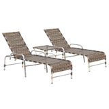 2 Espreguiçadeiras Catar E Mesa Para Piscina Jardim Varanda Cappuccino