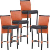 4 Banqueta Cannes Em Alumínio Corda Náutica Trama Original Terra Cota