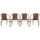 04 Cadeiras Floripa Aluminio Pintura Fendi Trama Original Marrom