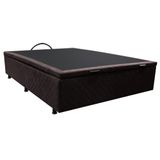 Base Box Baú Para Cama Viúva 128x188cm Liz S05 Suede Bordado Marrom - Mpozenato
