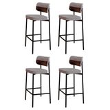 Banqueta Alta Bar Estofada Kit 4 Ella M25 Linho Cinza Cl-café - Mpozenato