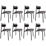 Cadeira De Jantar Estofada Kit 8 Ella M25 Linho Cinza-preto - Mpozenato