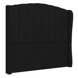 Cabeceira Casal Queen Cama Box 160cm Glenda Z04 Veludo Preto - Mpozenato