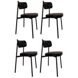 Cadeira De Jantar Estofada Kit 4 Ella M25 Sintético Preto - Mpozenato