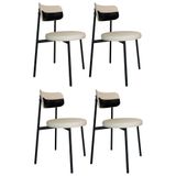 Cadeira De Jantar Estofada Kit 4 Nyka M25 Linho Areia-preto - Mpozenato