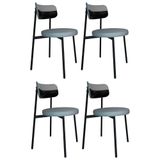 Cadeira De Jantar Estofada Kit 4 Nyka M25 Linho Cinza Cl-preto - Mpozenato