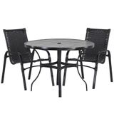 2 Cadeiras E Mesa Tampo Ripado Área Jardim Varanda Piscina Azul Dark