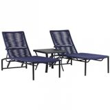 2 Espreguiçadeiras Corda Náutica Mesa Piscina Jardim Terra Cota