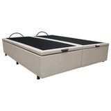 Base Box Baú Para Cama Casal King 192x203cm Bipartido Liz S05 Sintético Bege - Mpozenato