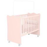 Berço Simples Com Rodízios Doce Sonho Rosa - Qmovi