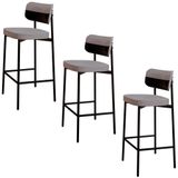 Banqueta Alta Bar Estofada Kit 3 Ella M25 Linho Cinza Cl-preto - Mpozenato