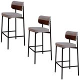 Banqueta Alta Bar Estofada Kit 3 Ella M25 Linho Cinza Cl-marrom - Mpozenato