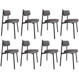 Cadeira De Jantar Estofada Kit 8 Ella M25 Linho Cinza - Mpozenato