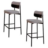Banqueta Alta Bar Estofada Kit 2 Ella M25 Linho Cinza Cl-preto - Mpozenato