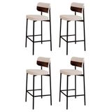 Banqueta Alta Bar Estofada Kit 4 Ella M25 Linho Palha-café - Mpozenato