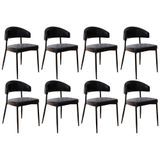 Cadeira De Jantar Estofada Kit 8 Chloe M25 Sintético Preto - Mpozenato