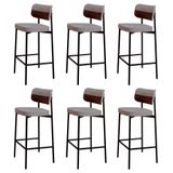 Banqueta Alta Bar Estofada Kit 6 Ella M25 Linho Cinza Cl-marrom - Mpozenato