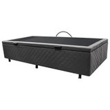 Base Box Baú Para Cama Solteiro 88x188cm Liz S05 Suede Bordado Cinza - Mpozenato