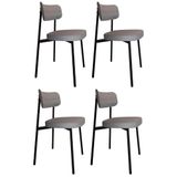 Cadeira De Jantar Estofada Kit 4 Ella M25 Linho Cinza Cl - Mpozenato