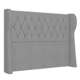Cabeceira Casal Queen Cama Box 160cm Malva Z04 Veludo Cinza - Mpozenato
