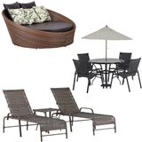 2 Espreguiçadeiras Mesa Roma Chaise Cadeira Emily Ombrelone Preto