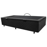 Base Box Baú Para Cama Solteiro 88x188cm Liz S05 Suede Bordado Preto - Mpozenato