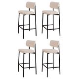 Banqueta Alta Bar Estofada Kit 4 Ella M25 Linho Palha - Mpozenato
